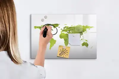 Akvarelová mapa světa popisovatelná magnetická tabule