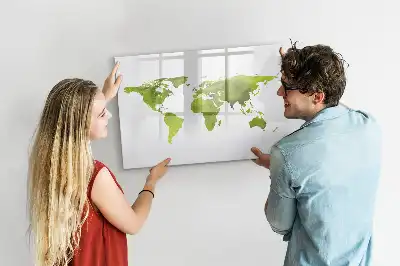 Akvarelová mapa světa popisovatelná magnetická tabule