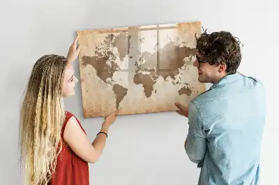Magnetická kreslící tabule v designu malované mapy světa