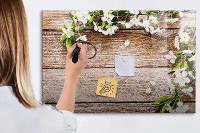 Popisovatelná magnetická tabule motiv květin na dřevě