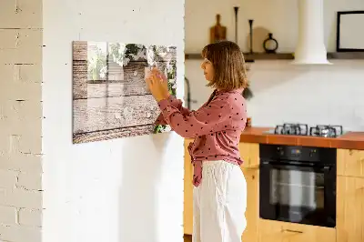 Popisovatelná magnetická tabule motiv květin na dřevě