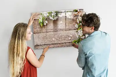 Popisovatelná magnetická tabule motiv květin na dřevě