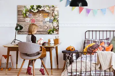 Popisovatelná magnetická tabule motiv květin na dřevě