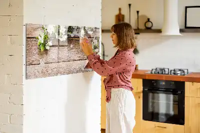 Popisovatelná magnetická tabule motiv květin na dřevě