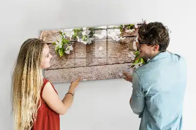 Popisovatelná magnetická tabule motiv květin na dřevě