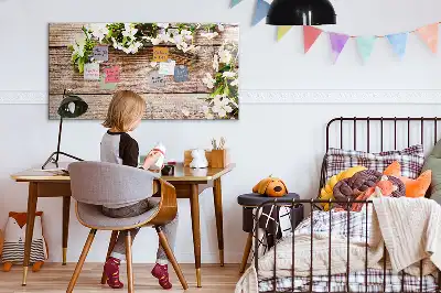 Popisovatelná magnetická tabule motiv květin na dřevě