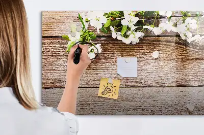 Popisovatelná magnetická tabule motiv květin na dřevě