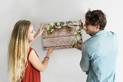 Popisovatelná magnetická tabule motiv květin na dřevě