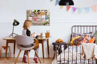 Popisovatelná magnetická tabule motiv květin na dřevě
