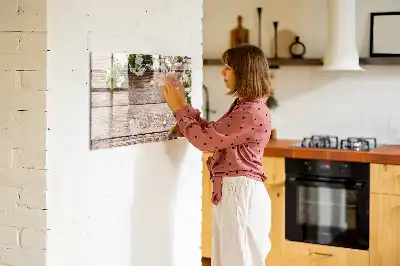 Popisovatelná magnetická tabule motiv květin na dřevě