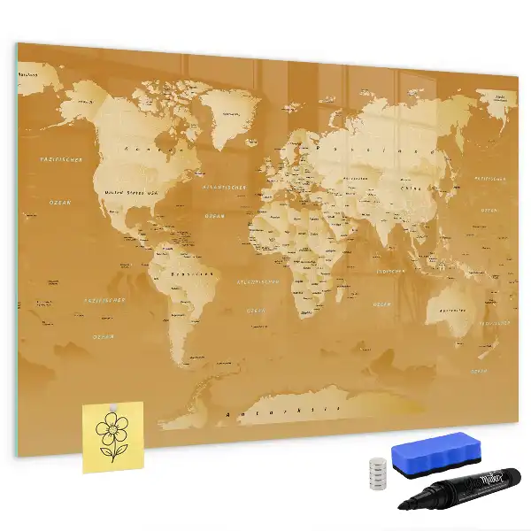 Mapa světa popisovatelná magnetická tabule