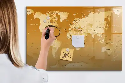 Mapa světa popisovatelná magnetická tabule