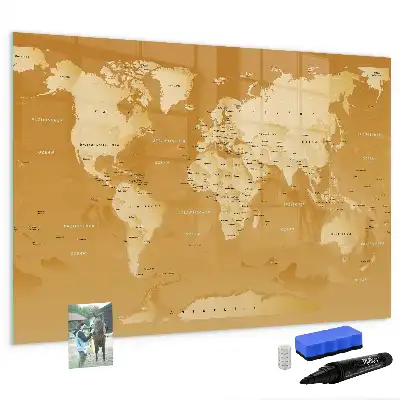 Mapa světa popisovatelná magnetická tabule
