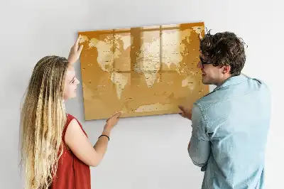 Mapa světa popisovatelná magnetická tabule