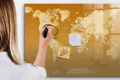 Mapa světa popisovatelná magnetická tabule