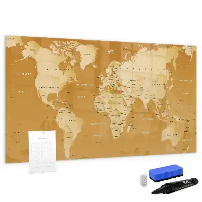 Mapa světa popisovatelná magnetická tabule