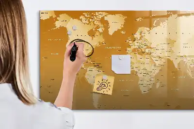 Mapa světa popisovatelná magnetická tabule