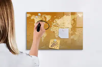 Mapa světa popisovatelná magnetická tabule