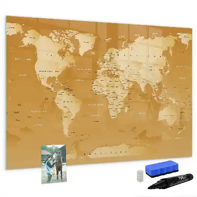 Mapa světa popisovatelná magnetická tabule