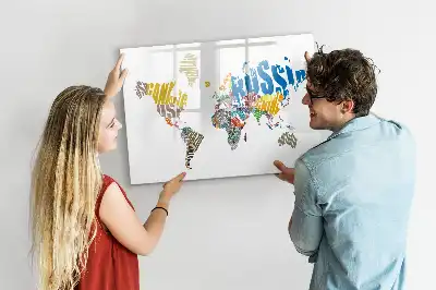 Magnetická tabule s mapou světa popisovatelná verze