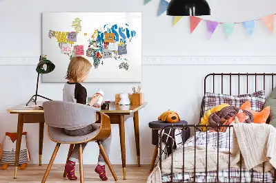 Magnetická tabule s mapou světa popisovatelná verze