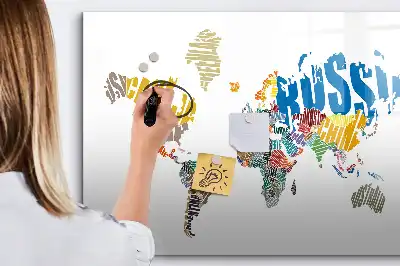 Magnetická tabule s mapou světa popisovatelná verze