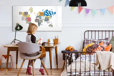 Magnetická tabule s mapou světa popisovatelná verze