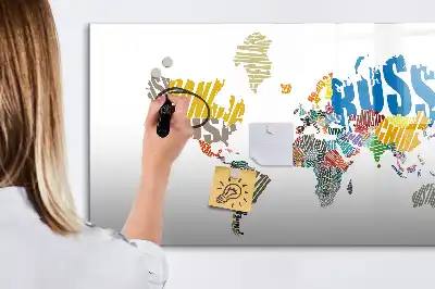 Magnetická tabule s mapou světa popisovatelná verze