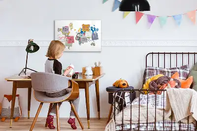 Magnetická tabule s mapou světa popisovatelná verze
