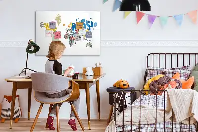 Magnetická tabule s mapou světa popisovatelná verze