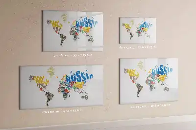 Magnetická kreslící tabule v designu textové mapy světa