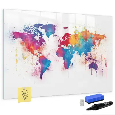 Mapa světa popisovatelná magnetická tabule