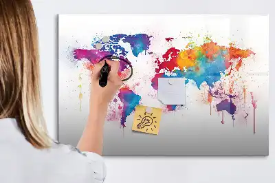 Mapa světa popisovatelná magnetická tabule