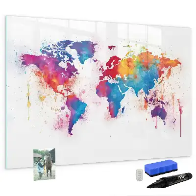 Mapa světa popisovatelná magnetická tabule