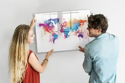 Mapa světa popisovatelná magnetická tabule
