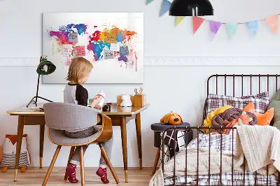 Mapa světa popisovatelná magnetická tabule