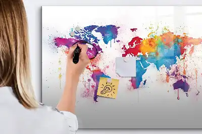 Mapa světa popisovatelná magnetická tabule