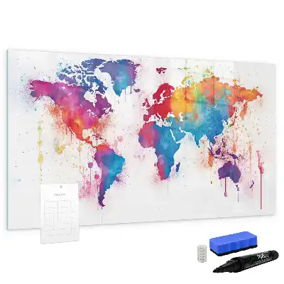 Mapa světa popisovatelná magnetická tabule