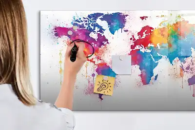 Mapa světa popisovatelná magnetická tabule