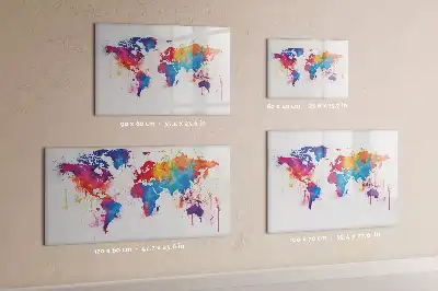 Mapa světa popisovatelná magnetická tabule
