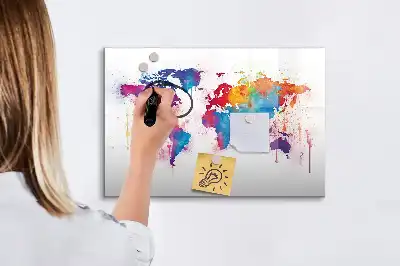 Mapa světa popisovatelná magnetická tabule