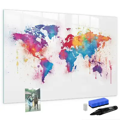 Mapa světa popisovatelná magnetická tabule