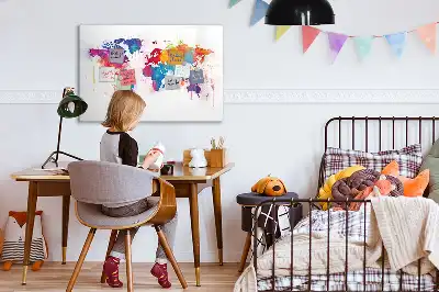 Mapa světa popisovatelná magnetická tabule