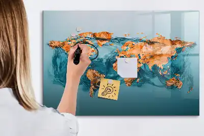 Popisovatelná magnetická tabule s motivem abstraktní mapy světa