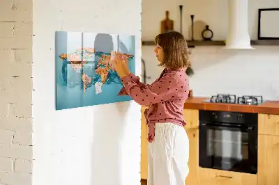 Popisovatelná magnetická tabule s motivem abstraktní mapy světa