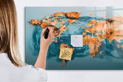 Popisovatelná magnetická tabule s motivem abstraktní mapy světa