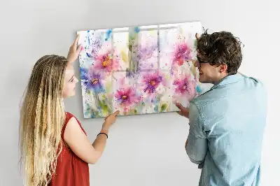 Popisovatelná magnetická tabule s motivem malovaných květin