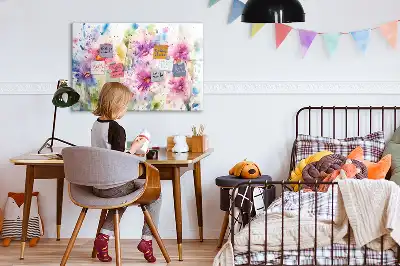 Popisovatelná magnetická tabule s motivem malovaných květin