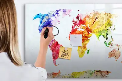 Akvarelová mapa světa popisovatelná magnetická tabule