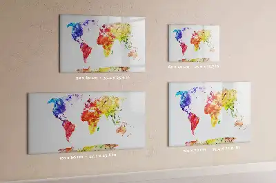 Akvarelová mapa světa popisovatelná magnetická tabule